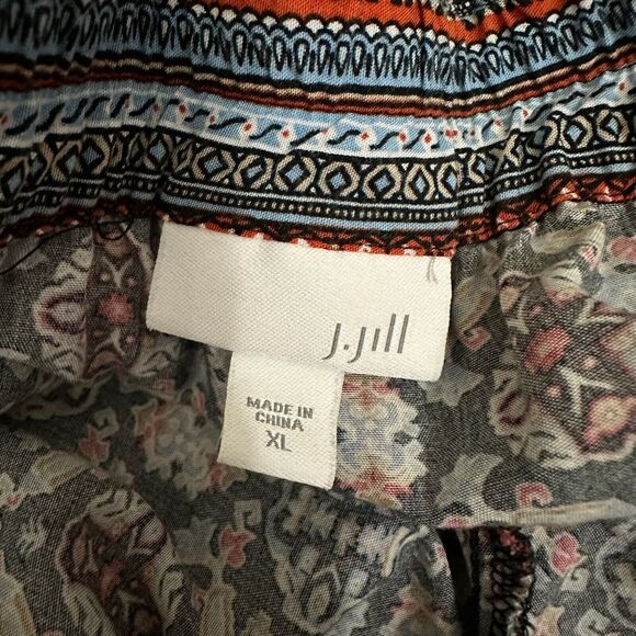 J. JILL Tribal Print Harem Pull-On Pants Drawstring in Multicolor - Picture 8 of 12